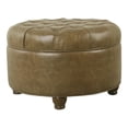 thumbnail image 1 of Homepop Décoration Intérieure / Grand Pouf Rond Capitonné à Gros Boutons en Similicuir avec Rangement / Pouf avec Rangement pour Salon et Chambre (Brun), 1 of 8