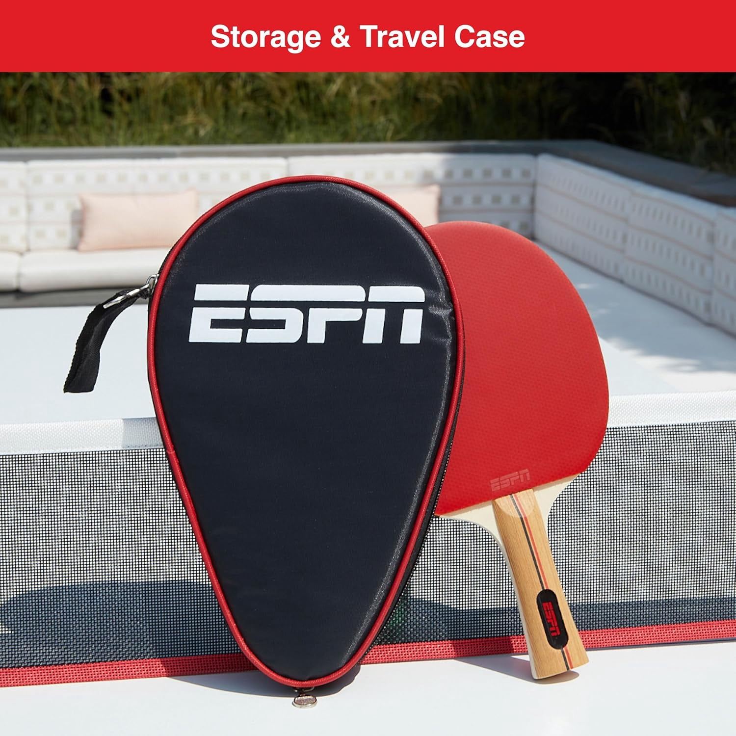 ESPN Ping Pong Paddle, High Performance 7-Ply Wood Blade Table Tennis Paddle with Travel Case
