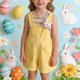 thumbnail image 6 of Lullu Little Girls Cute Rabbit Ear Overall Shorts Casual Sleeveless Romper, Sizes 5-6, 6 of 7