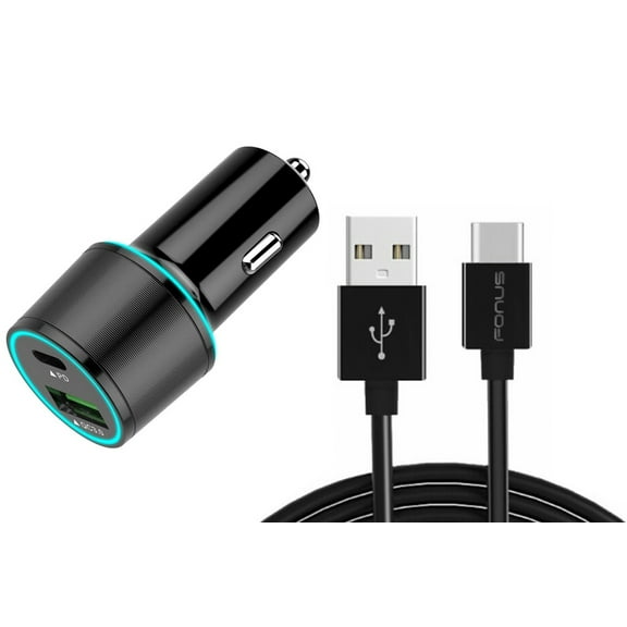 36W Quick Car Charger for iPhone 16/Pro/Max/Plus - 2-Port USB Cable Type-C PD Power Adapter DC Socket for iPhone 16/Pro/Max/Plus