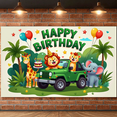 thumbnail image 5 of Cute Animal Themed Happy Birthday Backdrop Banner with Jungle Elements Party Supplies Photo Booth Props Kids Birthday Decoration Party Decorations, 5 of 8