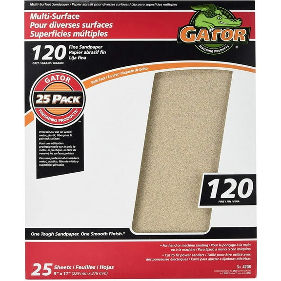 Ali Industries Sandpaper Sheet Aluminum Oxide Durable - 9" x 11", 120 Grit