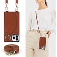 thumbnail image 4 of for iPhone 12/12 Pro Case with Card Holder for Women,Stand Ring Kickstand,Crossbody Lanyard,Credit Card Slots,Flip PU Leather Wallet Phone Casas(Brown), 4 of 17