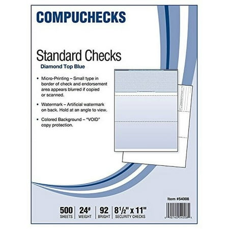 Compuchecks 2002 500 Blank Check Stock Check on Top Blue Diamond