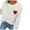 White, variant on Womens Valentine's Day Sweaters Heart Printed Knit Long Sleeve Tops Round Neck Pullover Sweater Clothes