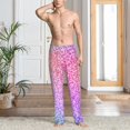 thumbnail image 5 of Uemuo Colorful Glitters Pattern Men's Wide Leg Palazzo Lounge Pants with Pockets Light Weight Loose Comfy Casual Pajama Pants-Large, 5 of 9