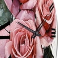 thumbnail image 4 of Designart "Pink beautyful Rose Pointillism I" Floral Oversized Wall Clock, 4 of 6