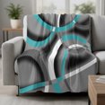 thumbnail image 2 of Turquoise Geometric Throw Blanket for Couch, Soft Lightweight Flannel Fleece Blanket, Grey Classic Abstract Lines Striped Microfiber Plush All Season Decorative Blankets Gifts for Sofa Bed 50"x60", 2 of 9