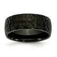 thumbnail image 1 of Stainless Steel Black IP-plated Hammered 8mm Wedding Band - Size 10, 1 of 5
