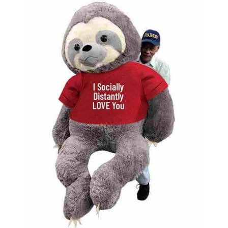 Big Plush® Giant Stuffed Sloth 7 Feet Tall Wears Tshirt that Reads I Socially Distantly Love You, 84 Inches Soft 213 cm Huge Stuffed Animal