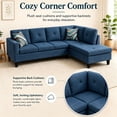 thumbnail image 3 of Aukfa 97" Classic Sectional Sofa 4 Seat L shape Couch for Living Room, 2Pillows, Oversized Right Chaise, Linen, Blue, 3 of 9