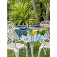 thumbnail image 3 of Outdoor Tablecloth with Umbrella Hole for Patio/Picnic/Party/Camping, Lemons Striped Waterproof Table Cloth Round Cover Washable, Summer Botanical Stripes Farmhouse Watercolor (Dia 54"), 3 of 8