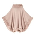 thumbnail image 3 of Women's Shawl Faux Fur Trim Cardigan Cloak Shawl Wraps Winter Poncho Oversized Cape Pink One Size, 3 of 3