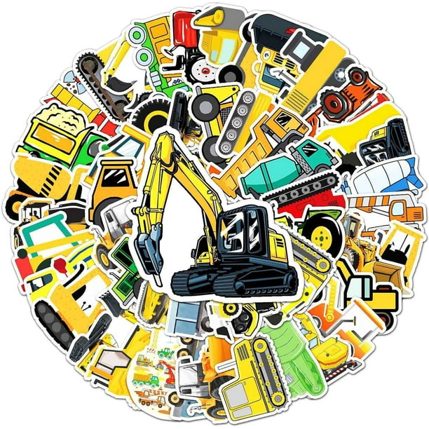 50Pcs Construction Vehicles Stickers, Waterproof Engineering Vehicles