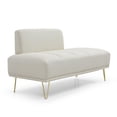 thumbnail image 6 of 56.3"End of Bed Bench, Modern Ottoman Bench, Velvet Fabric Upholstered 2 Seater Sofa Couch, Entryway Ottoman Bench, Fuzzy Sofa Stool Footrest ,Window Bench with Gold Metal Legs for Living Room Bedroom, 6 of 7