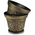 thumbnail image 3 of Large Medieval Plastic Flowerpots, Set of 2 Planter and 2 Saucers (4 Pieces) for Garden Patio Office Ornaments Home Decor Long Lasting Reusable Light Weight, 3 of 4
