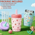 thumbnail image 7 of 2 Pack 12oz Kids Straw Tumbler, Insulated Sippy Cups for Boys Girls, Stainless Steel Kids Water Bottle with Twist Lids & Silicone Straw, Pink & Purple, 7 of 7