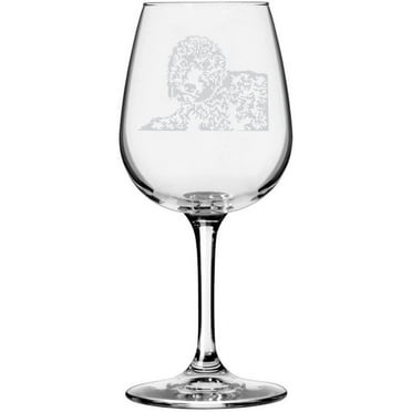 Portuguese Water Dog Themed Etched All Purpose 12.75oz Libbey Wine Glass
