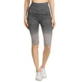 thumbnail image 2 of Women's Dip Dye Ombre Activewear Biker Shorts w/High Waist Band, Grey, M, 2 of 3