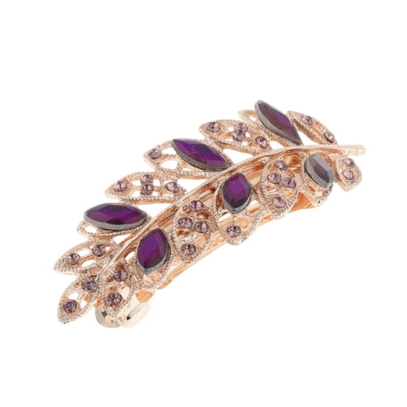 Unique Bargains 1 Pc Fashion Leaf Shape Hair Clips for Home Purple