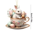 thumbnail image 3 of POLISE Spaces Bunny in Teacup with Flowers 2D Acrylic Easter Ornament for Tree, Wall or Shelf, Pastel Egg & Floral Design, Spring Home Decor & Gift for Collectors, 3 of 6