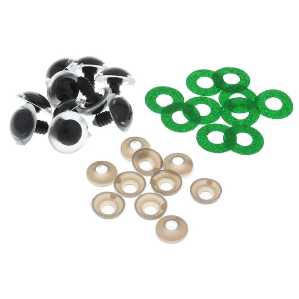 Ojos de seguridad de plástico negro de 16-24 mm, ojos y narices de seguridad de plástico coloridos para manualidades. Verde