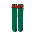 thumbnail image 2 of Avrnliq Girls' Christmas Knee High Socks - Soft Cotton with Bow & Bell, One Size Fits 3-12Y, Festive Green, Kids Holiday Winter Socks,Size Free Size, 2 of 3