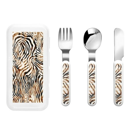 

Rateoe Watercolor Zebra for Stainless Steel Kids Silverware Set - Child and Toddler Safe Flatware - Children s Knife Fork And Spoon Set
