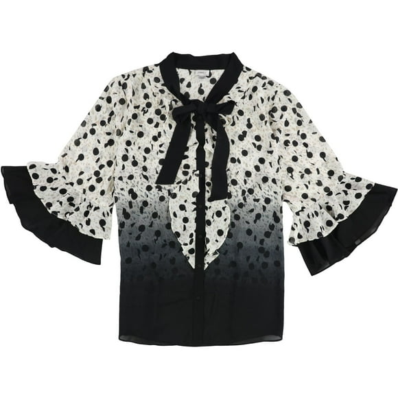 avenue Womens Ruffled Buttoned Tunic Blouse, Multicoloured, Plus Size, 26/28