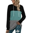 thumbnail image 5 of Color Block Hoodies for Women Lightweight Long Sleeve Pullover Casual Hooded Sweatshirts Loose Fit Outfits Green S, 5 of 8