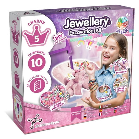 Science4you Jewellery Excavation Kit for Kids – Discover All the Incredible Beads, Arts and Crafts Kit to Make Your Own Friendship Bracelet, Bead Bracelet Set Gift for Girls and Boys Age 6 7 8 9 