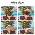 thumbnail image 4 of JEUXUS Round Table cover Cute Pineapple on The Beach Fitted Elastic Waterproof Wipeable Table Cloth Cover Decor Table Pad Cover for Party Dinning Room Picnic-Small, 4 of 7