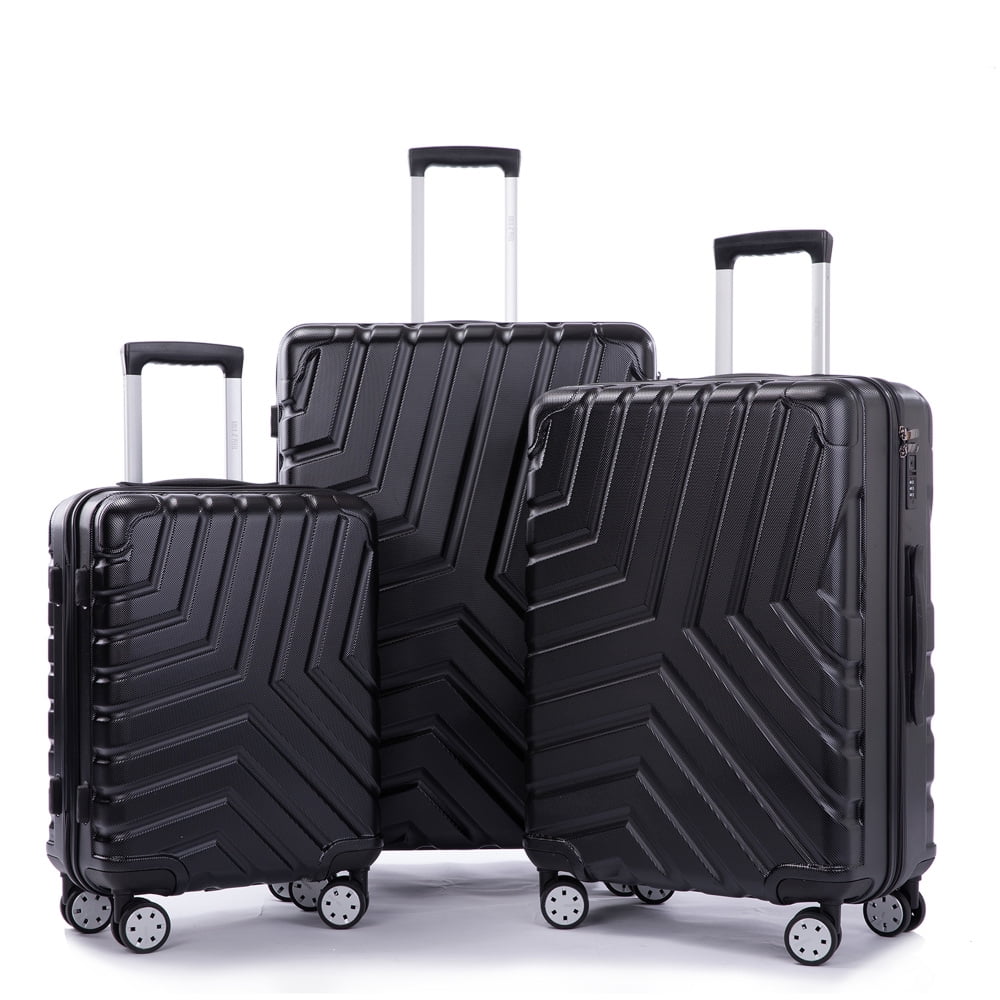3 Piece Luggage Sets,Expandable ABS Lightweight Hardshell Double
