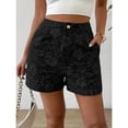 thumbnail image 2 of LWavelet Women's Floral Embroidery High Waisted Shorts Elegant Casual Summer Shorts for Date Daily Outings Black S, 2 of 5