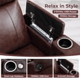 thumbnail image 5 of Bonzy Home Electric Power Recliner Chair Set of 3, Leather Home Theater Seating with Swivel Tray Cup Holders USB Port & Hidden Storage, Reclining Chair Sofa Furniture for Movie Room, Brown, 5 of 10