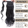 thumbnail image 3 of Benehair Clip in Ponytail Hair Extensions Human Hair Ponytail Wrap Around Remy Hair One Piece Human Hair Extensions Jet Black 18inch 90g Body Wave Curly Pony Tail, 3 of 10