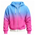 thumbnail image 4 of RUTAYY Men's Zip Hoodie Long Sleeve Loose Fit Waffle Fabric Gradient Design Daily Sweatshirt Sky Blue, 4 of 4