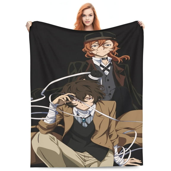 Bungo Stray Dogs Bed Blanket 3D Printed Throw Blanket Lightweight Super Soft Air Conditioning Room All Season Blanket Sofa Couch Bed Fans Cartoon Blanket 40"x30"