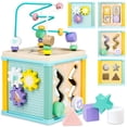 thumbnail image 1 of Juguete Montessori de madera Activity Cube Airlab para niños de 1 a 3 años, 1 of 8