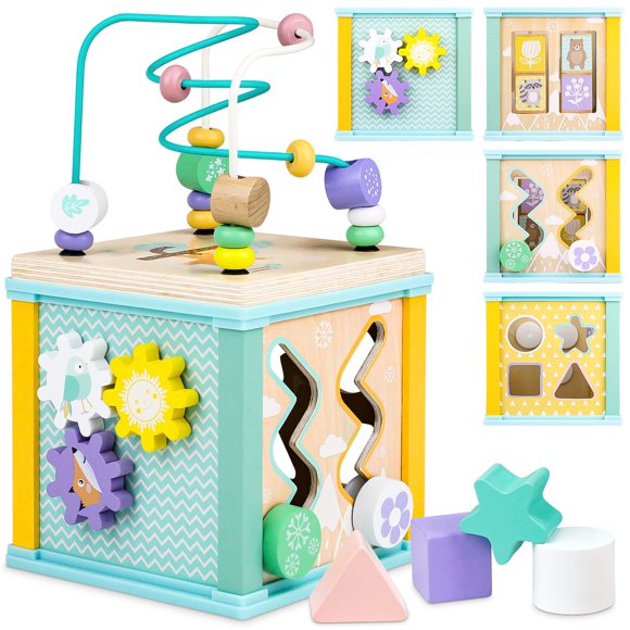 Juguete Montessori de madera Activity Cube Airlab para niños de 1 a 3 años