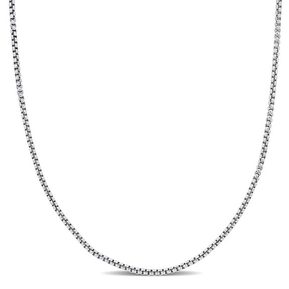 AMOUR 1.6mm Round Box Link Necklace In 14K White Gold - 18 In
