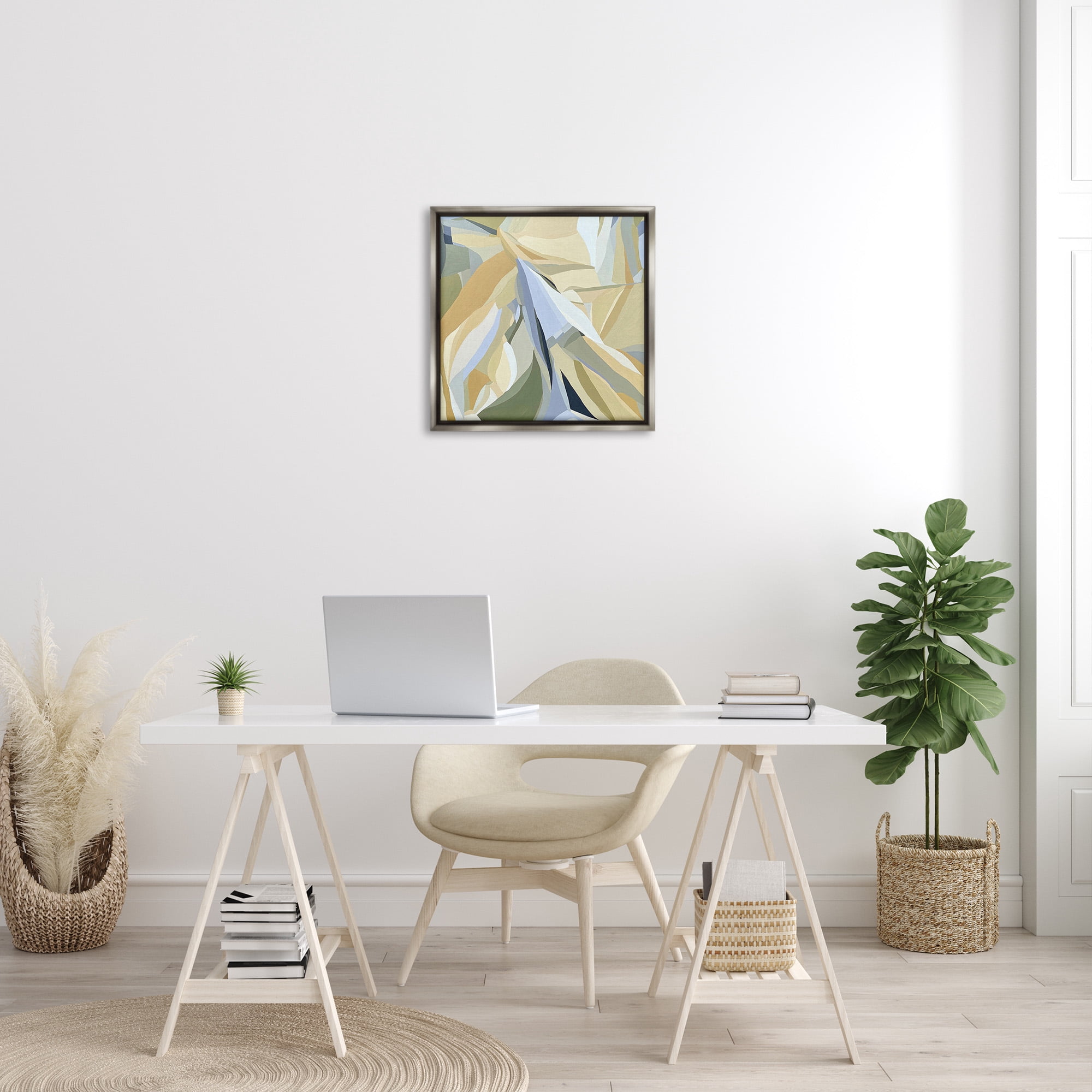 Stupell Industries Dynamic Geometric Pattern Abstract Painting Gray Floater Framed Canvas Art Print Wall Art, 25 x 25