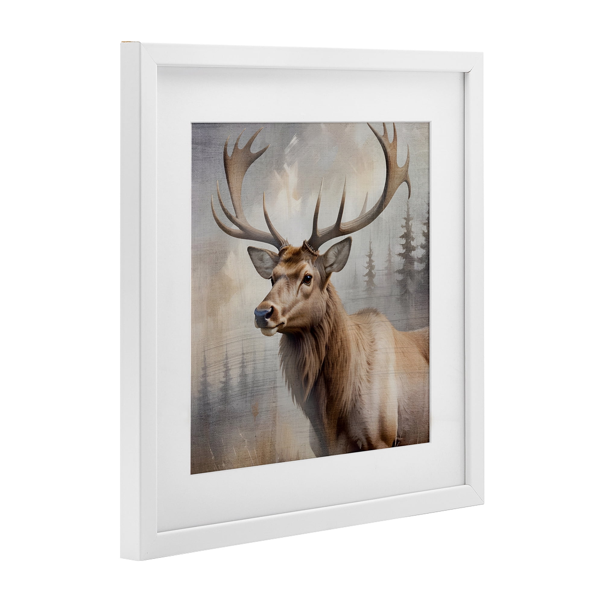 Stupell Industries Graceful Forest Stag White Framed Print Under Glass, design by Susan Arnot