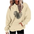 thumbnail image 1 of Penkiiy Mode Décontractée pour Femmes Impression de la Saint-Valentin Hauts à Manches Longues Sweat à Capuche 2TG Beige, 1 of 5