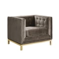 thumbnail image 2 of Chic Home Evie Accent Club Chair Sleek Elegant Tufted Velvet Plush Cushion Brass Finished Stainless Steel Brushed Metal Frame, Modern Contemporary, Taupe, 2 of 2