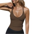 thumbnail image 1 of Sexy Tank Tops Woman Summer Rib Knit Deep V Neck Halter Tops Slim Fit Solid Casual Workout Yoga Blouses (Large, Coffee), 1 of 5