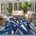 Abstract Blue Waves Area Rugs 3x5ft Modern Minimalist Blue Black White ...