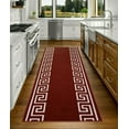 thumbnail image 2 of Runner Rug for Hallway Greek Key Print Design Red White Color 26 Inch or 31 Inch Wide by Your Length Choice Slip Resistant Rubber Backing Stain Resistant Pile Stair Runner, 2 of 6