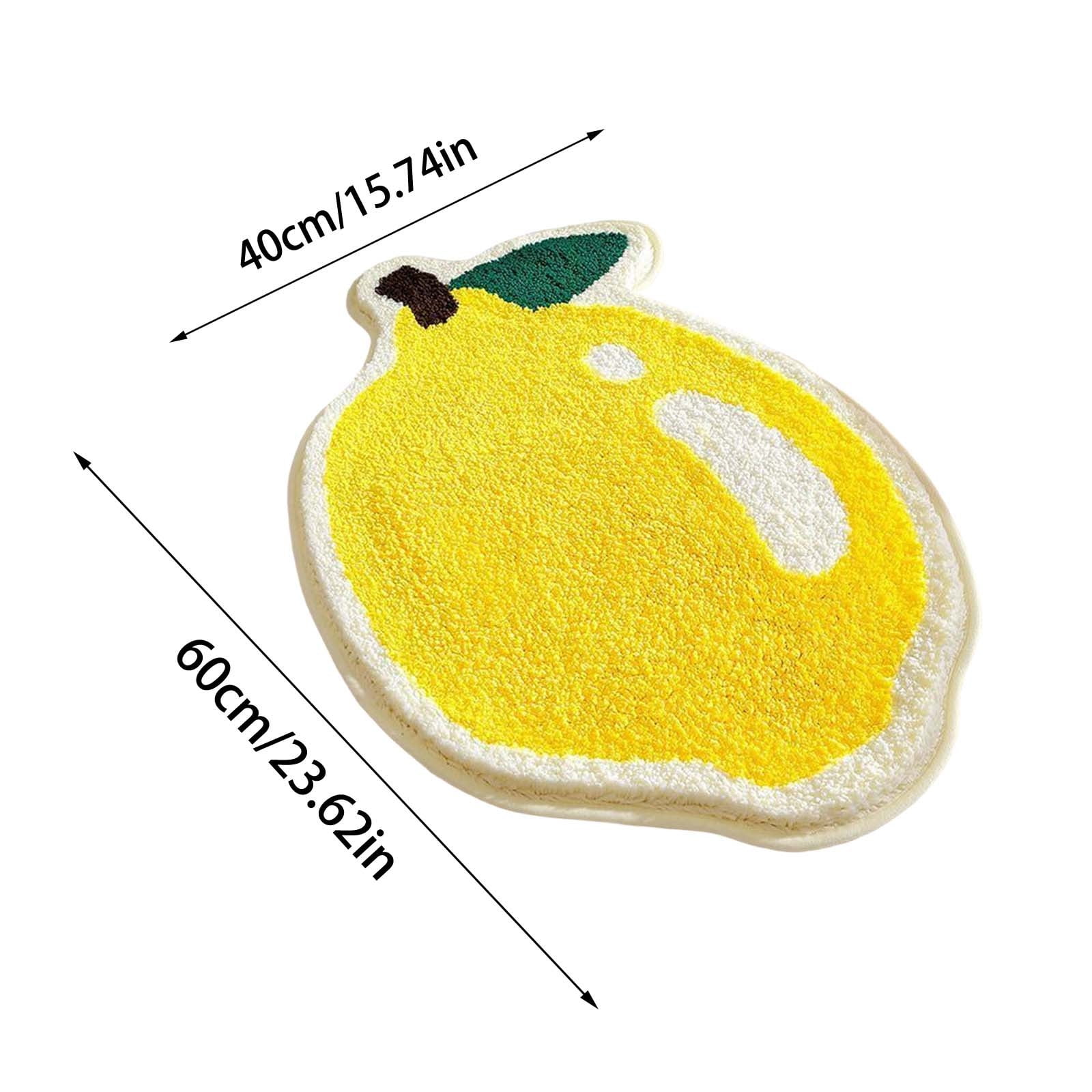 Nilvkv Lemon Bath Mat Fruit Bathroom Rugs for Living Room and Bedroom, Non Slip Small Washable Rug Lemon Bathroom Decor (15.75x23.62in)