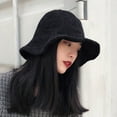 thumbnail image 6 of Opolski Womens Bucket Hats Winter Fashion Women Solid Color Wide Brim Warm Casual Woolen Bucket Hat Cap, 6 of 7